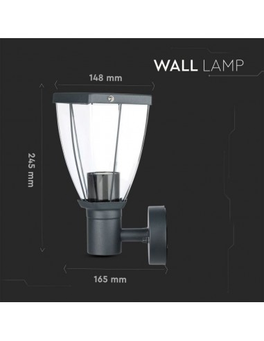 8628-Lampada LED da Giardino con Portalampada E max  in Acciaio Inossidabile Colore Nero IP-3