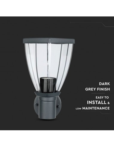 8628-Lampada LED da Giardino con Portalampada E max  in Acciaio Inossidabile Colore Nero IP-7