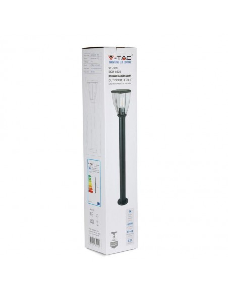 8629-Piantana LED da Giardino con Portalampada E max  in Acciaio Inossidabile h mm Colore Nero IP-2