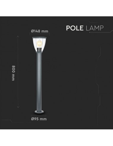 8629-Piantana LED da Giardino con Portalampada E max  in Acciaio Inossidabile h mm Colore Nero IP-3