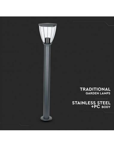 8629-Piantana LED da Giardino con Portalampada E max  in Acciaio Inossidabile h mm Colore Nero IP-6