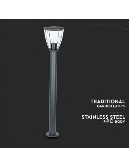 8629-Piantana LED da Giardino con Portalampada E max  in Acciaio Inossidabile h mm Colore Nero IP-6