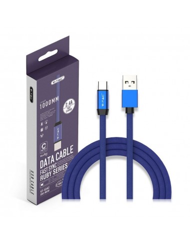 8630-Cavo da USB Tipo-C a USB-A m Ricarica Rapida A Ruby Series Cavo Antigroviglio in Corda Colore Blu-2