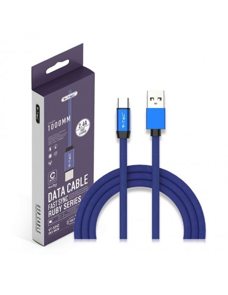 8630-Cavo da USB Tipo-C a USB-A m Ricarica Rapida A Ruby Series Cavo Antigroviglio in Corda Colore Blu-2