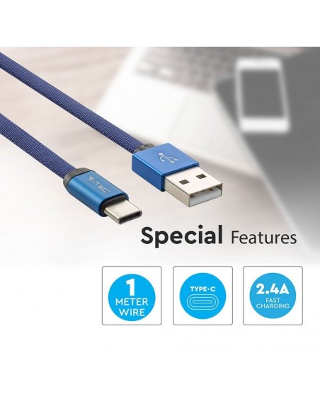 8630-Cavo da USB Tipo-C a USB-A m Ricarica Rapida A Ruby Series Cavo Antigroviglio in Corda Colore Blu-3