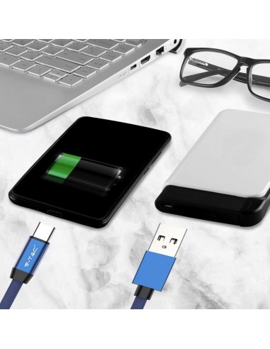 8630-Cavo da USB Tipo-C a USB-A m Ricarica Rapida A Ruby Series Cavo Antigroviglio in Corda Colore Blu-4