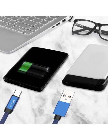 8630-Cavo da USB Tipo-C a USB-A m Ricarica Rapida A Ruby Series Cavo Antigroviglio in Corda Colore Blu-4