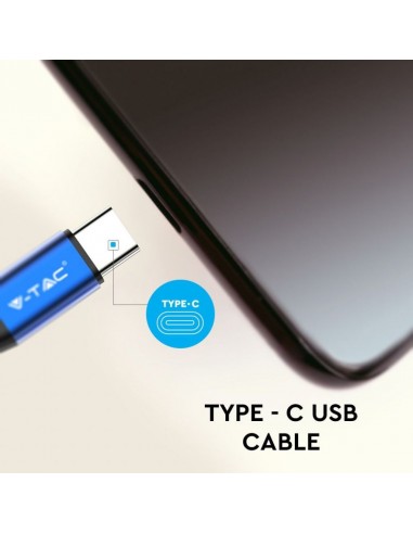 8630-Cavo da USB Tipo-C a USB-A m Ricarica Rapida A Ruby Series Cavo Antigroviglio in Corda Colore Blu-7