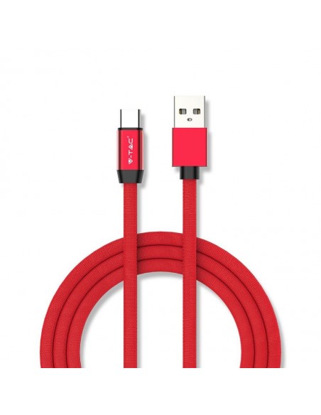 8631-Cavo da USB Tipo-C a USB-A m Ricarica Rapida A Ruby Series Cavo Antigroviglio in Corda Colore Rosso-1