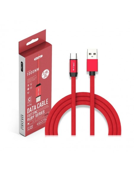8631-Cavo da USB Tipo-C a USB-A m Ricarica Rapida A Ruby Series Cavo Antigroviglio in Corda Colore Rosso-2