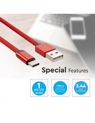 8631-Cavo da USB Tipo-C a USB-A m Ricarica Rapida A Ruby Series Cavo Antigroviglio in Corda Colore Rosso-3