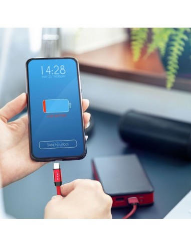 8631-Cavo da USB Tipo-C a USB-A m Ricarica Rapida A Ruby Series Cavo Antigroviglio in Corda Colore Rosso-5