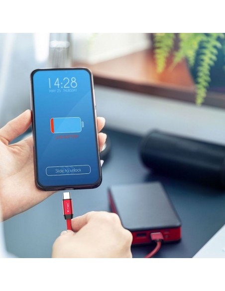 8631-Cavo da USB Tipo-C a USB-A m Ricarica Rapida A Ruby Series Cavo Antigroviglio in Corda Colore Rosso-5