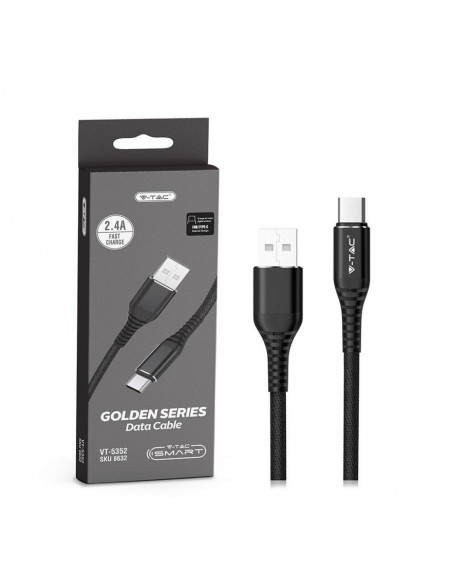 8632-Cavo da USB Tipo-C a USB-A m Ricarica Rapida A Gold Series Cavo Antigroviglio in Corda Colore Nero-2