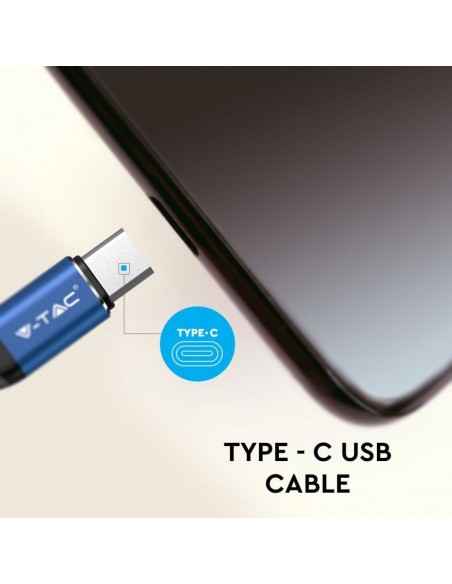 8633-Cavo da USB Tipo-C a USB-A m Ricarica Rapida A Gold Series Cavo Antigroviglio in Corda Colore Blu-7