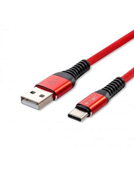 8634-Cavo da USB Tipo-C a USB-A m Ricarica Rapida A Gold Series Cavo Antigroviglio in Corda Colore Rosso-1