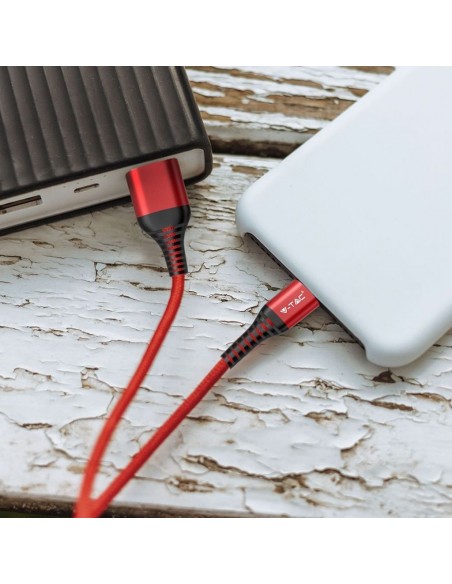 8634-Cavo da USB Tipo-C a USB-A m Ricarica Rapida A Gold Series Cavo Antigroviglio in Corda Colore Rosso-4
