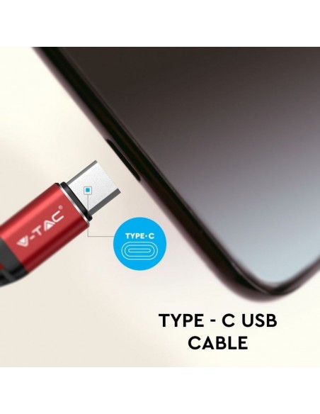 8634-Cavo da USB Tipo-C a USB-A m Ricarica Rapida A Gold Series Cavo Antigroviglio in Corda Colore Rosso-6