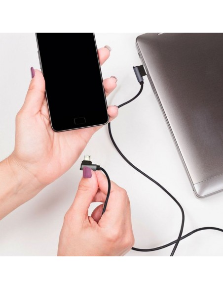 8635-Cavo da Micro-USB a USB-A m Ricarica Rapida A Diamond Series Cavo Antigroviglio in Corda con Connettori a L Colore Nero-3