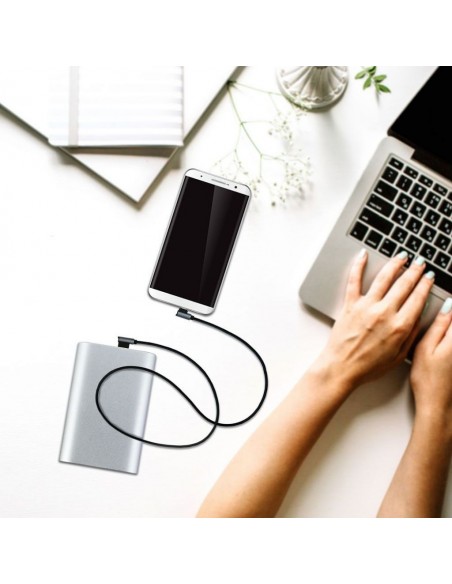 8635-Cavo da Micro-USB a USB-A m Ricarica Rapida A Diamond Series Cavo Antigroviglio in Corda con Connettori a L Colore Nero-4