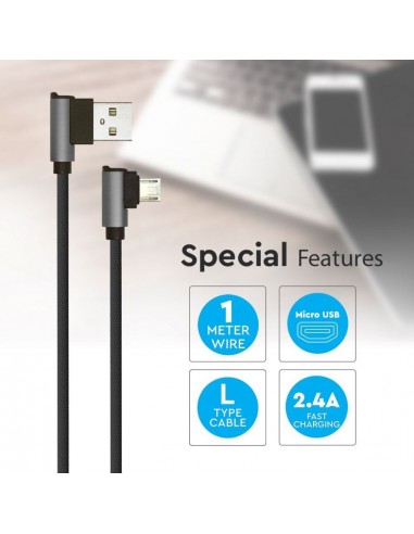 8635-Cavo da Micro-USB a USB-A m Ricarica Rapida A Diamond Series Cavo Antigroviglio in Corda con Connettori a L Colore Nero-5