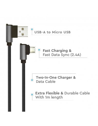 8635-Cavo da Micro-USB a USB-A m Ricarica Rapida A Diamond Series Cavo Antigroviglio in Corda con Connettori a L Colore Nero-6