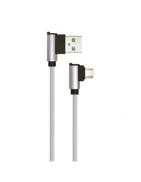 8636-Cavo da Micro-USB a USB-A m Ricarica Rapida A Diamond Series Cavo Antigroviglio in Corda con Connettori a L Colore Argento-