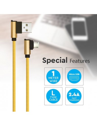 8637-Cavo da Micro-USB a USB-A m Ricarica Rapida A Diamond Series Cavo Antigroviglio in Corda con Connettori a L Colore Oro-5