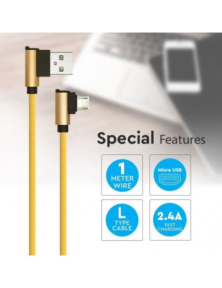 8637-Cavo da Micro-USB a USB-A m Ricarica Rapida A Diamond Series Cavo Antigroviglio in Corda con Connettori a L Colore Oro-5