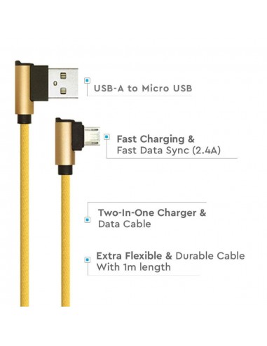 8637-Cavo da Micro-USB a USB-A m Ricarica Rapida A Diamond Series Cavo Antigroviglio in Corda con Connettori a L Colore Oro-6
