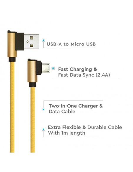 8637-Cavo da Micro-USB a USB-A m Ricarica Rapida A Diamond Series Cavo Antigroviglio in Corda con Connettori a L Colore Oro-6