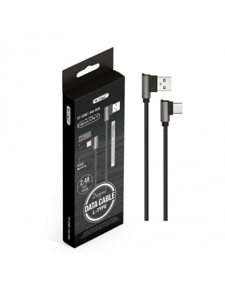 8638-Cavo da USB Tipo-C a USB-A m Ricarica Rapida A Diamond Series Cavo Antigroviglio in Corda con Connettori a L Colore Nero-2