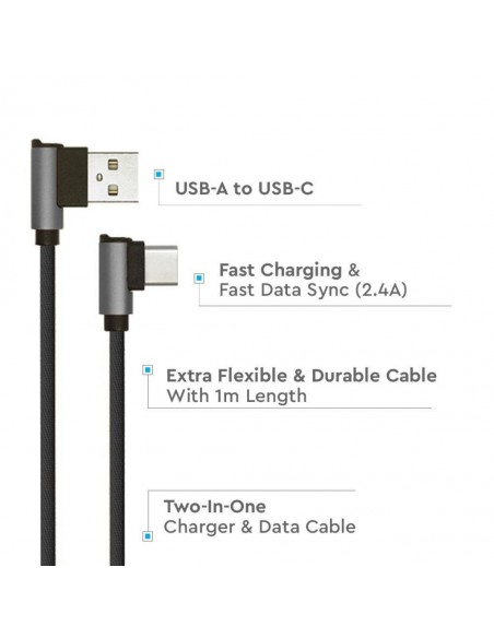 8638-Cavo da USB Tipo-C a USB-A m Ricarica Rapida A Diamond Series Cavo Antigroviglio in Corda con Connettori a L Colore Nero-5