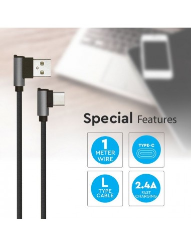 8638-Cavo da USB Tipo-C a USB-A m Ricarica Rapida A Diamond Series Cavo Antigroviglio in Corda con Connettori a L Colore Nero-6