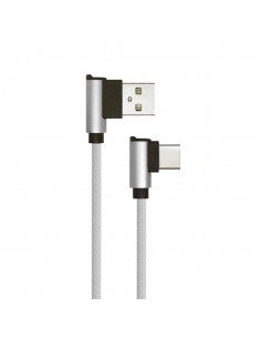 8639-Cavo da USB Tipo-C a USB-A m Ricarica Rapida A Diamond Series Cavo Antigroviglio in Corda con Connettori a L Colore Argento