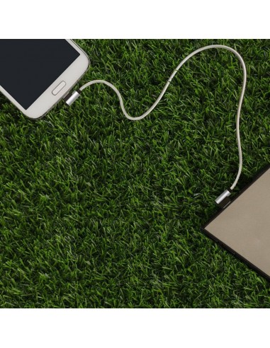 8639-Cavo da USB Tipo-C a USB-A m Ricarica Rapida A Diamond Series Cavo Antigroviglio in Corda con Connettori a L Colore Argento