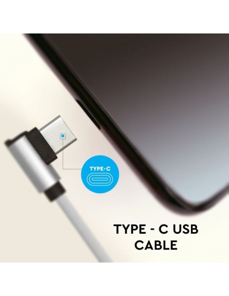 8639-Cavo da USB Tipo-C a USB-A m Ricarica Rapida A Diamond Series Cavo Antigroviglio in Corda con Connettori a L Colore Argento