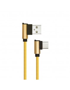 8640-Cavo da USB Tipo-C a USB-A m Ricarica Rapida A Diamond Series Cavo Antigroviglio in Corda con Connettori a L Colore Oro-1