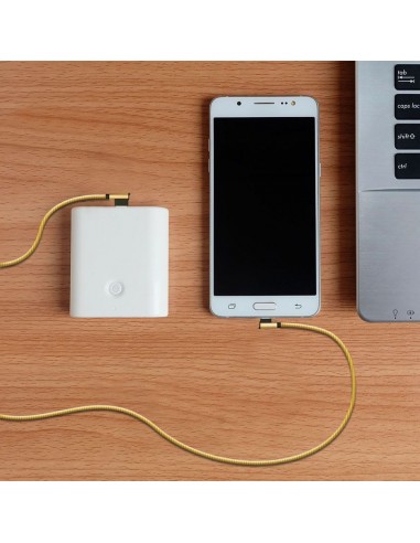 8640-Cavo da USB Tipo-C a USB-A m Ricarica Rapida A Diamond Series Cavo Antigroviglio in Corda con Connettori a L Colore Oro-3