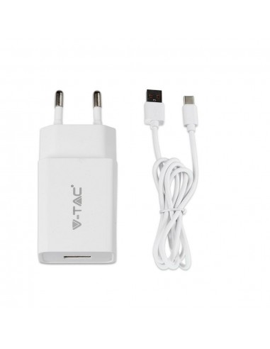 8643-Caricatore da Viaggio Ricarica Rapida A con Cavo da USB Tipo-C a USB-A Colore Bianco-1