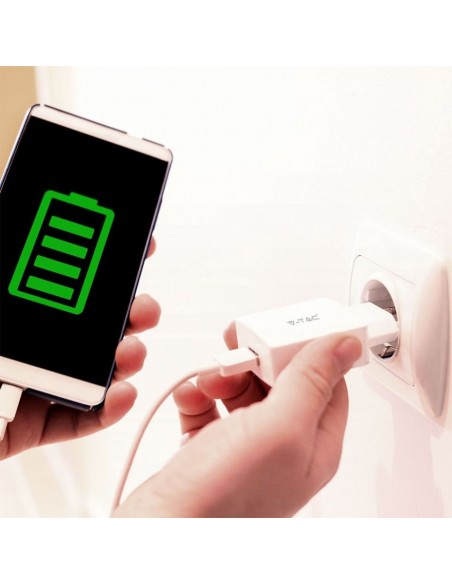 8643-Caricatore da Viaggio Ricarica Rapida A con Cavo da USB Tipo-C a USB-A Colore Bianco-4