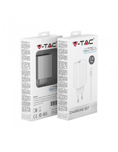 8647-Caricatore da Viaggio con Cavo Ricarica Veloce Micro USB Tipo-C A Colore Bianco-3