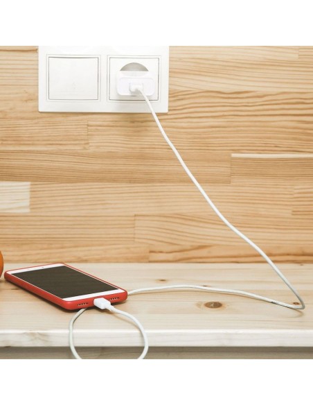 8647-Caricatore da Viaggio con Cavo Ricarica Veloce Micro USB Tipo-C A Colore Bianco-4