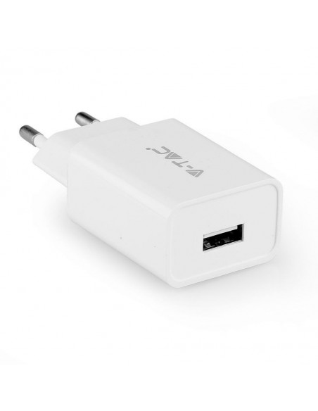 Caricatore da Viaggio con Cavo Ricarica Veloce Micro USB Tipo-C 2.1A Bianco