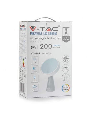 8670-Lampada LED a Specchio  con Adattatore Orientabile Colore Bianco  Dimmerabile-2