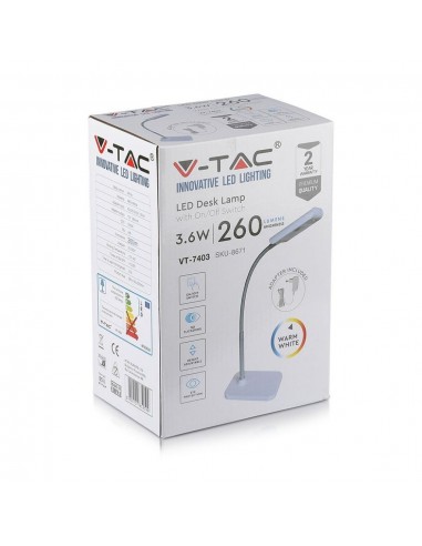 8671-Lampada LED da Tavolo  con Adattatore Orientabile Colore Bianco  Dimmerabile-2