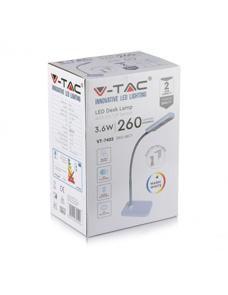 8671-Lampada LED da Tavolo  con Adattatore Orientabile Colore Bianco  Dimmerabile-2