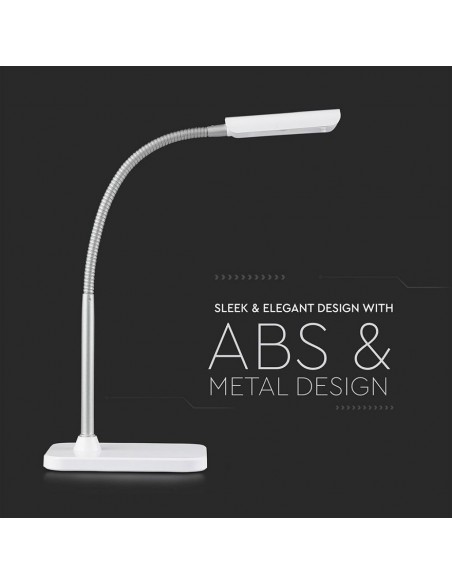 8671-Lampada LED da Tavolo  con Adattatore Orientabile Colore Bianco  Dimmerabile-4