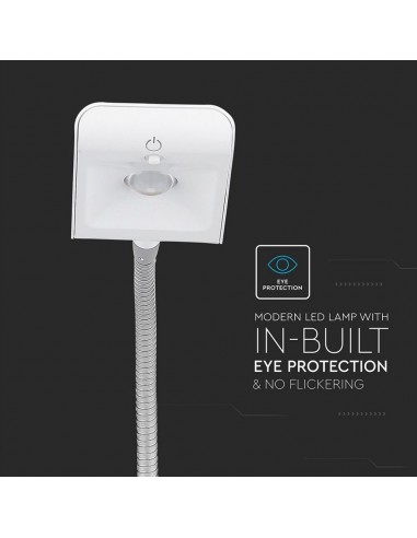 8671-Lampada LED da Tavolo  con Adattatore Orientabile Colore Bianco  Dimmerabile-7