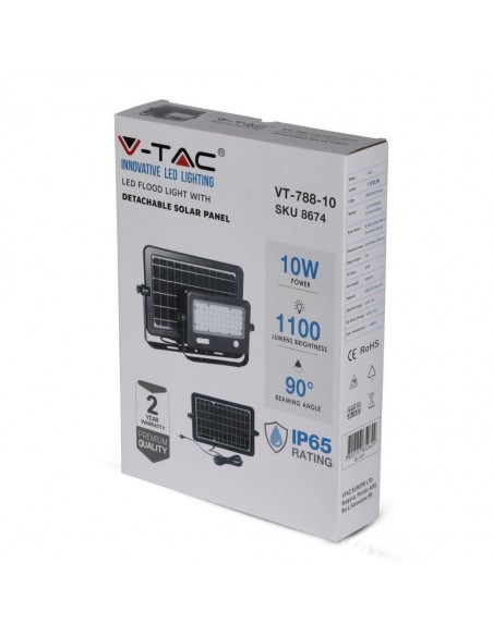 8674-Faro LED con Pannello Solare  con Sensore PIR e USB Batteria LiFePO Colore Nero  -2